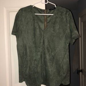 Green suede top